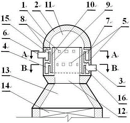 A top-fired hot blast stove burner