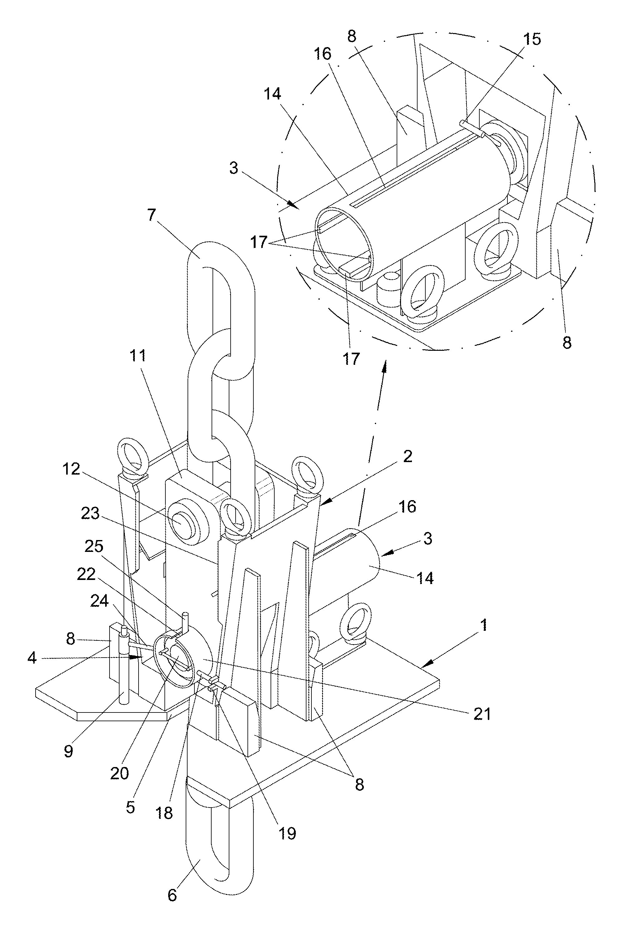 Apparatus for vertically linking two sections of chain