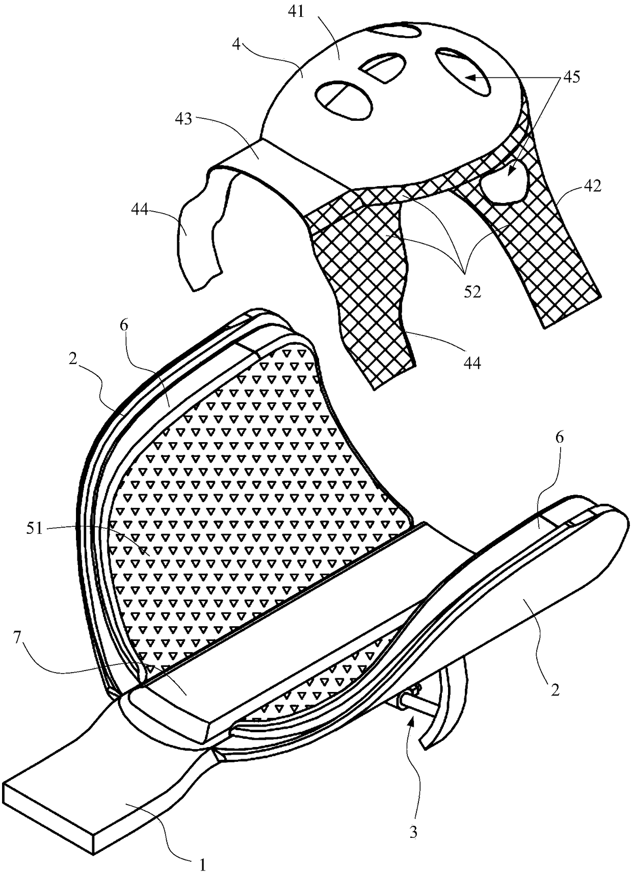 Head fixing device for PET (positron emission tomography) examination