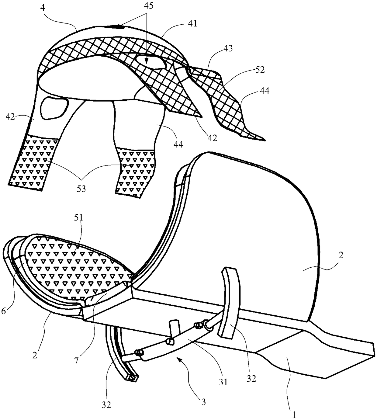 Head fixing device for PET (positron emission tomography) examination