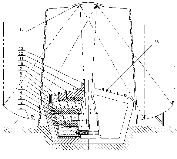 Large-capacity well type solar heat collection-storage device