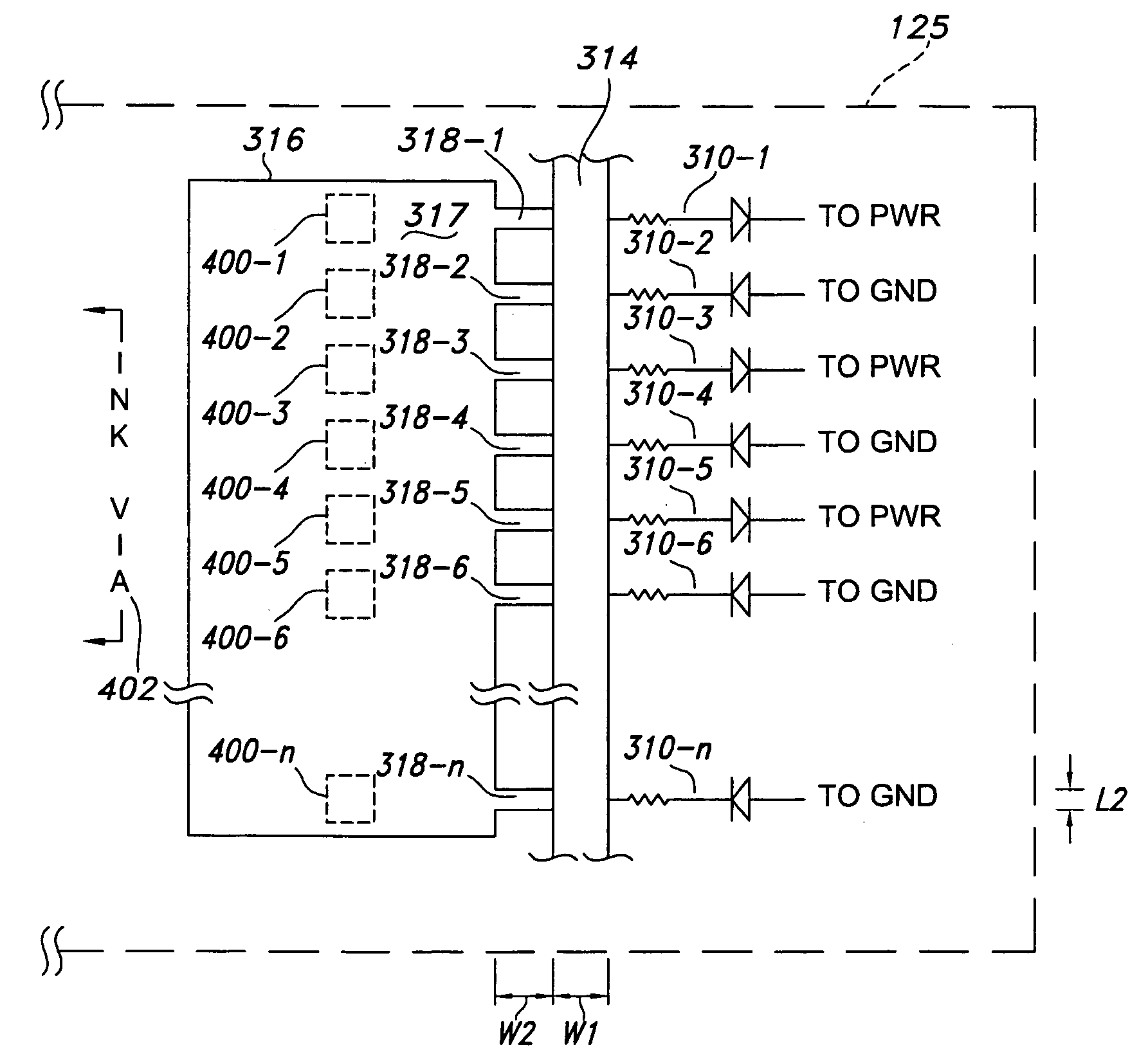 Actuator chip for inkjet printhead with electrostatic discharge protection