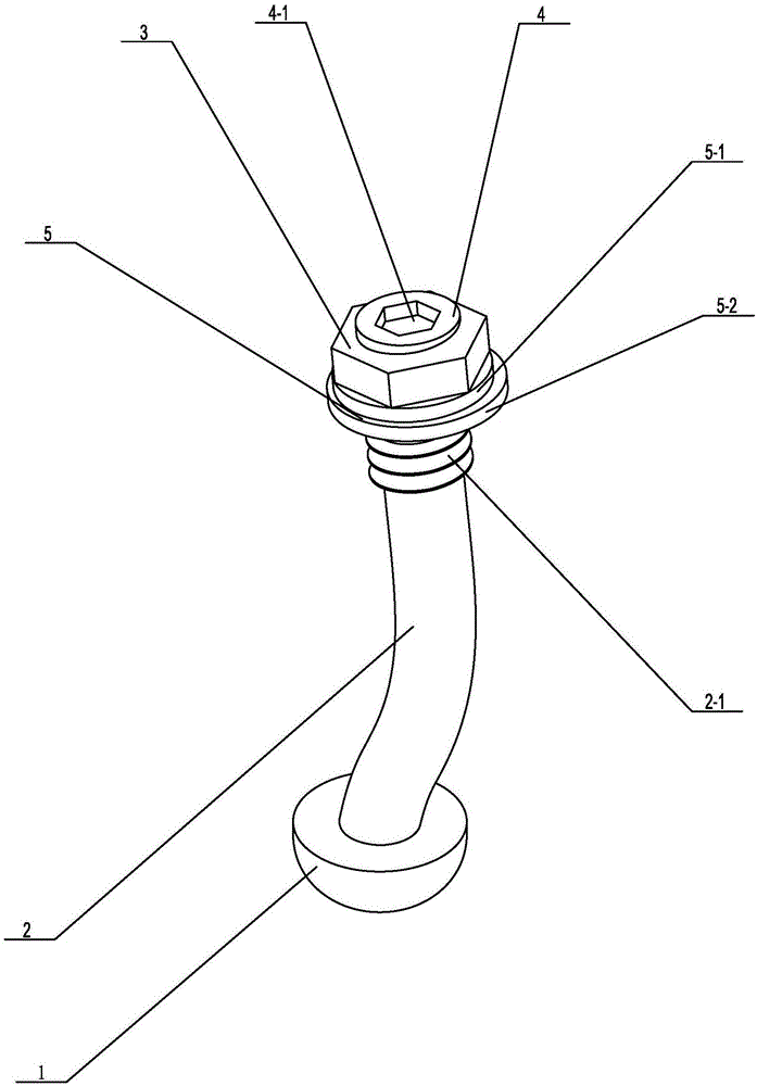 Flexible bolt with hexagonal-groove threaded end socket