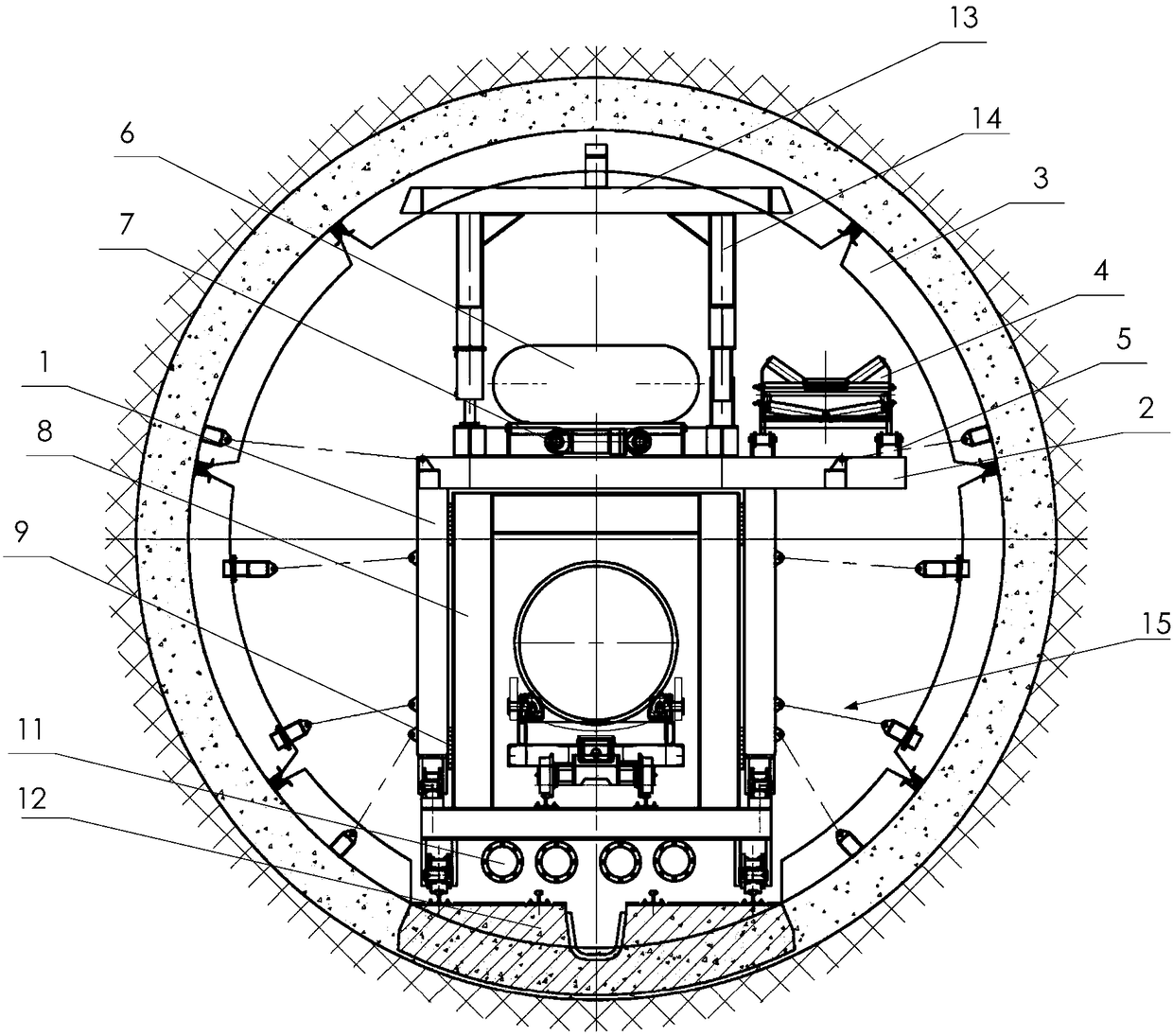 Back-matched simultaneous lining trolley and tunneling machine with same