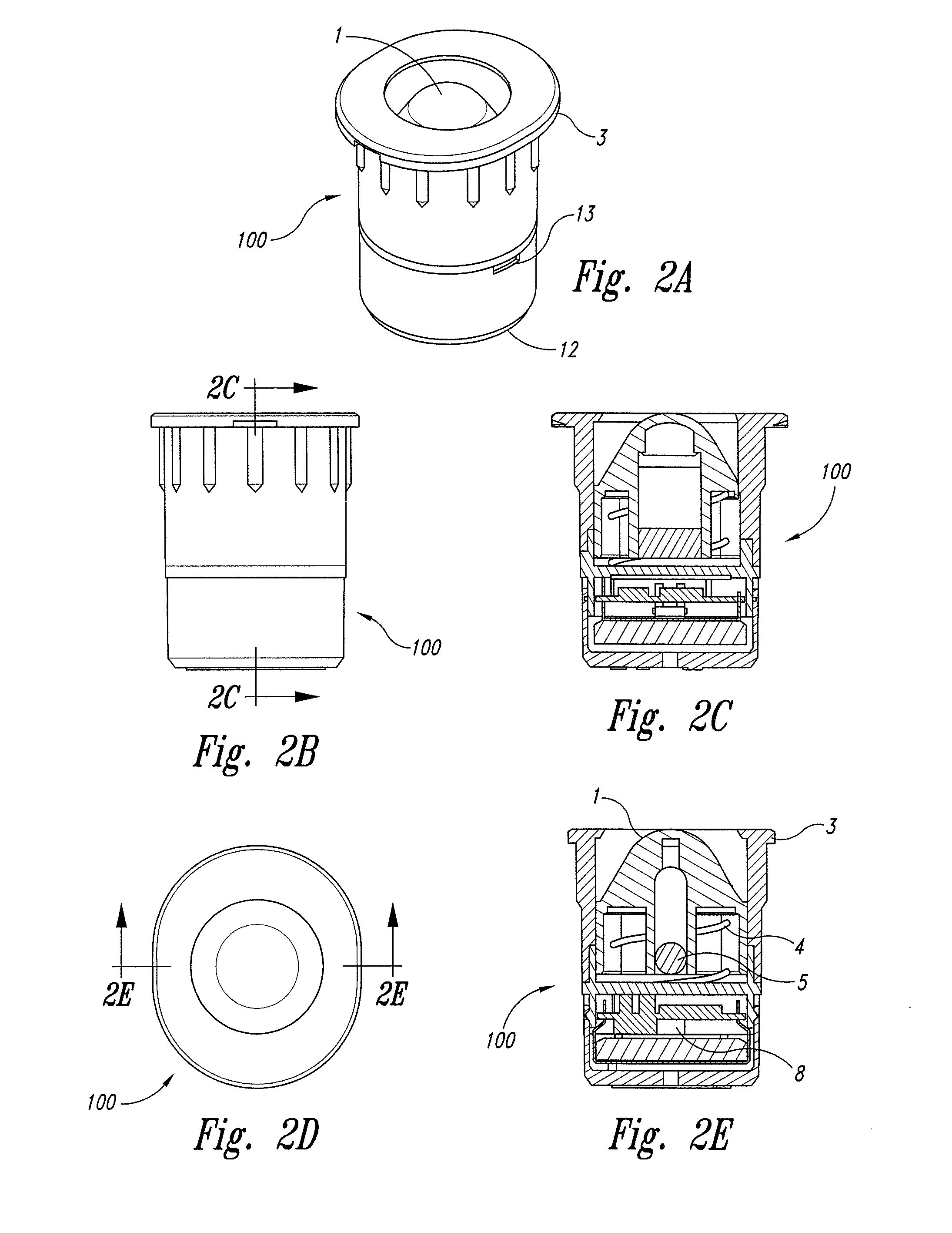 Compact wireless recessed sensor with plunger switch