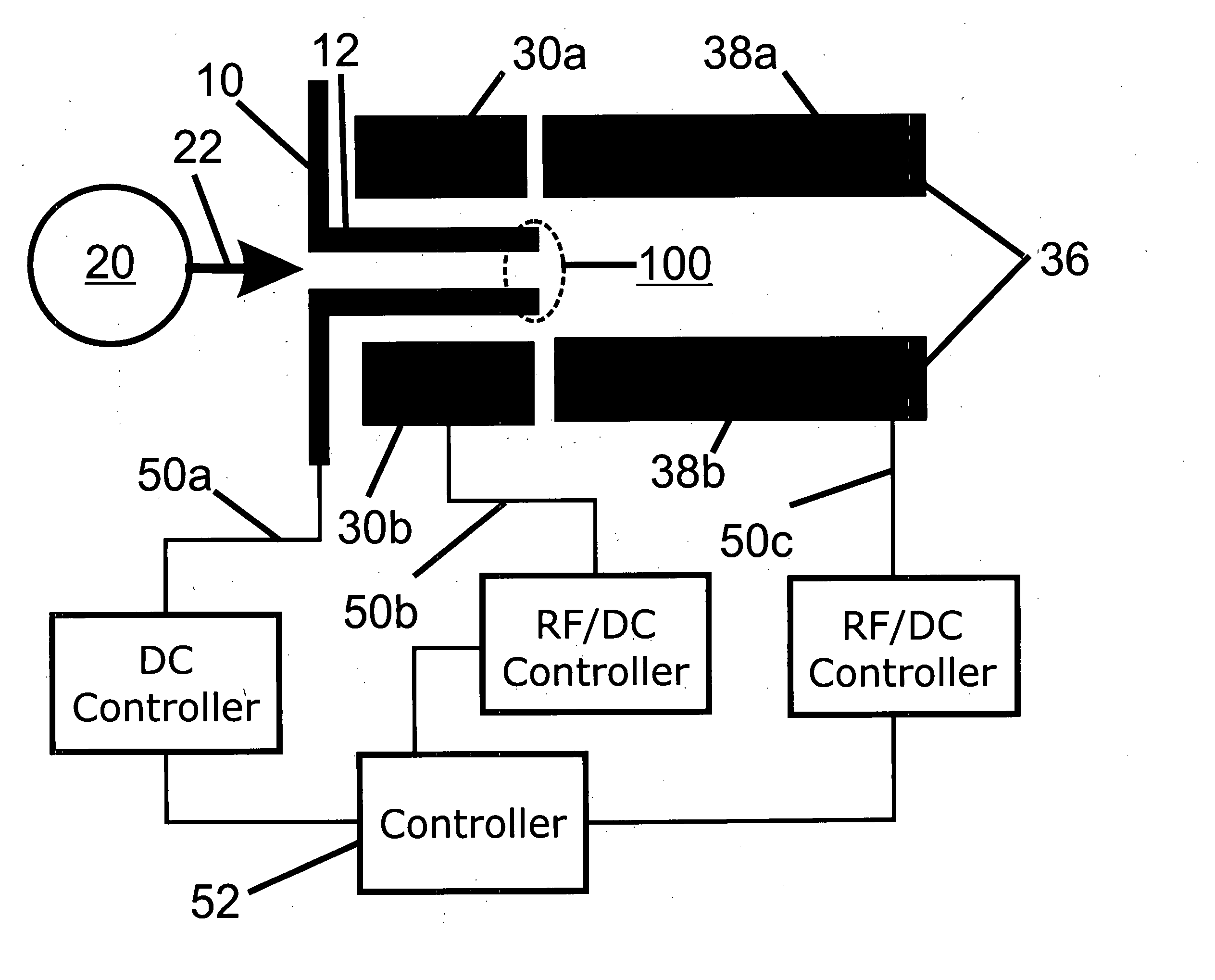 Radio Frequency lens for introducing ions into a quadrupole mass analyzer