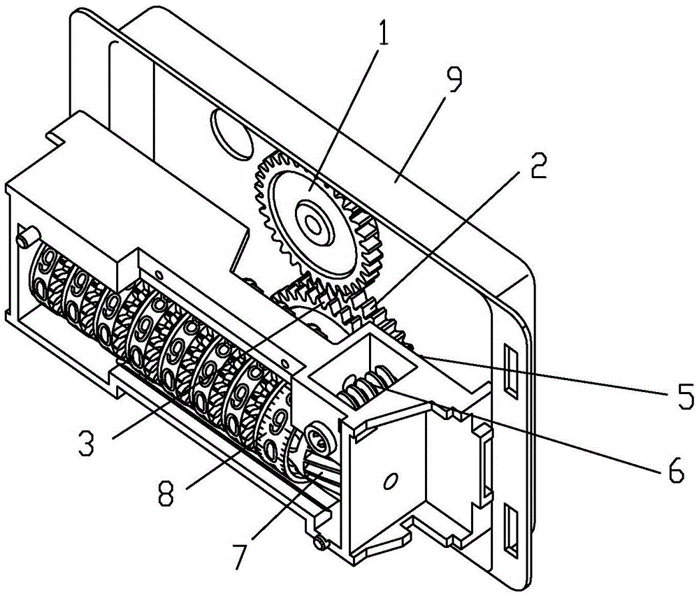 Counting transmission wheel train for gas meter counter