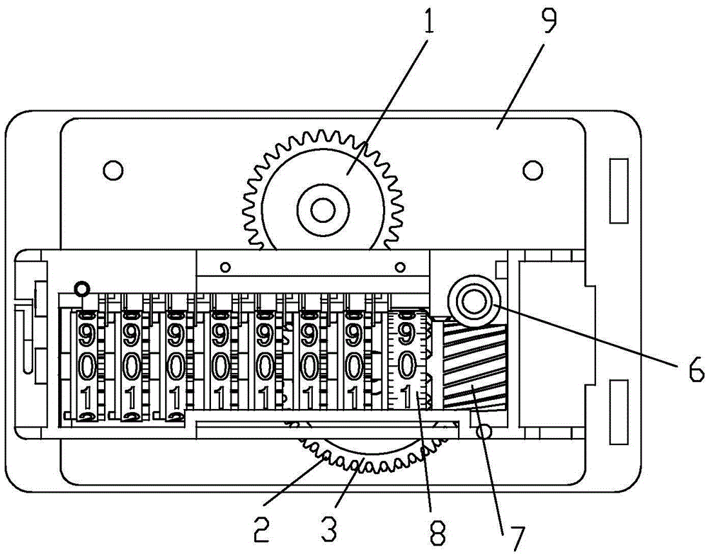 Counting transmission wheel train for gas meter counter