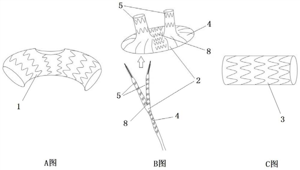 Covered stent for reconstructing aortic arch and branches thereof