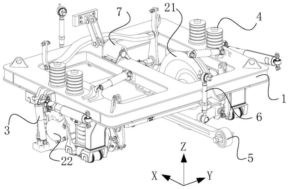 Non-power single-axle bogie and rail engineering vehicle