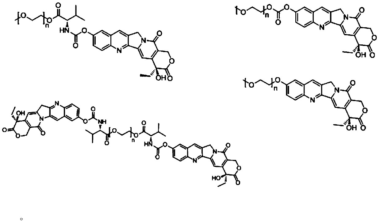 Novel water-soluble polyethylene glycol link-coupled hydroxycamptothecine derivatives and application thereof