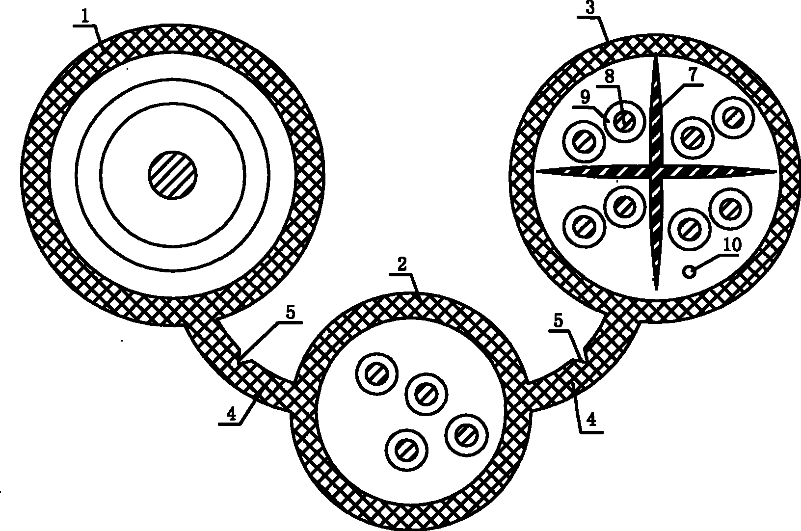 Three-assembling combination cable