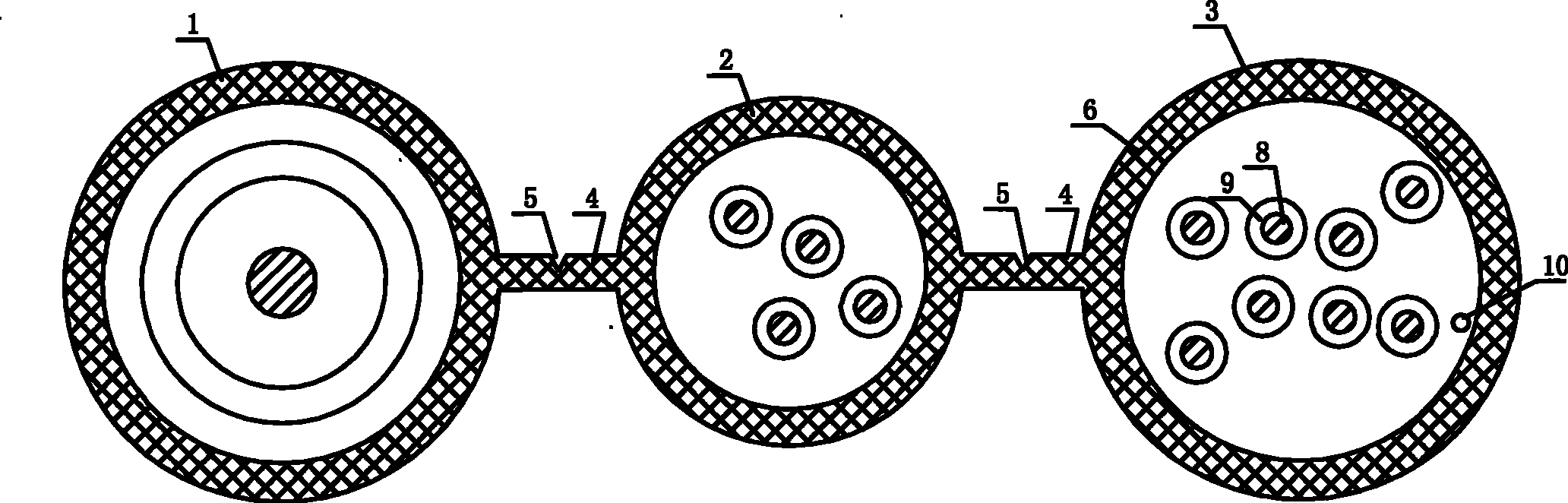 Three-assembling combination cable