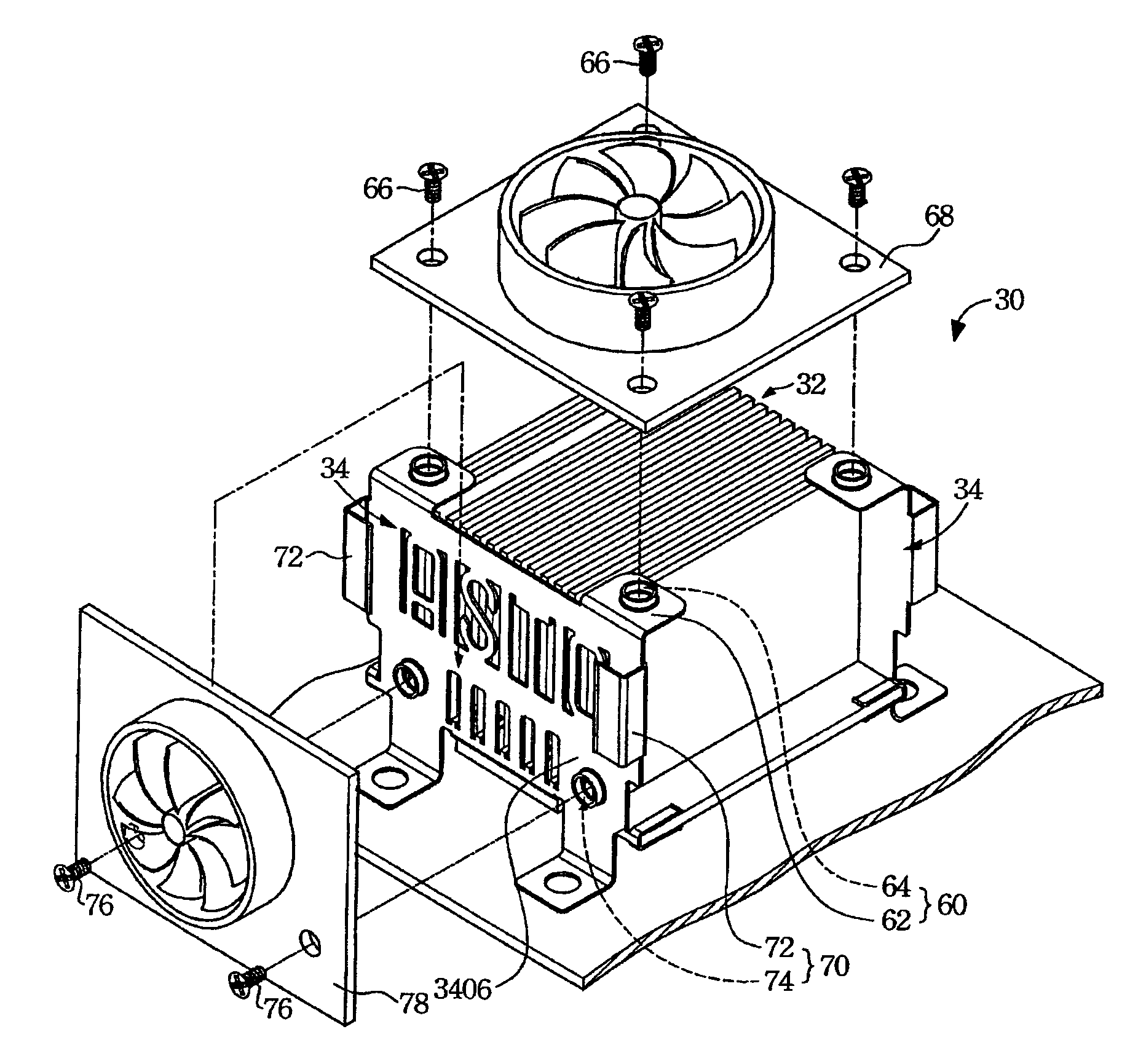 Graphite heat dissipation apparatus and clamping frame for clamping graphite heat dissipation fin module