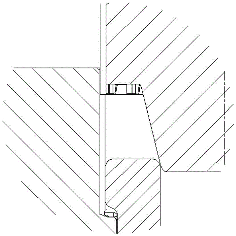 Three-sided tooth cold extrusion forming die at the end of the bushing