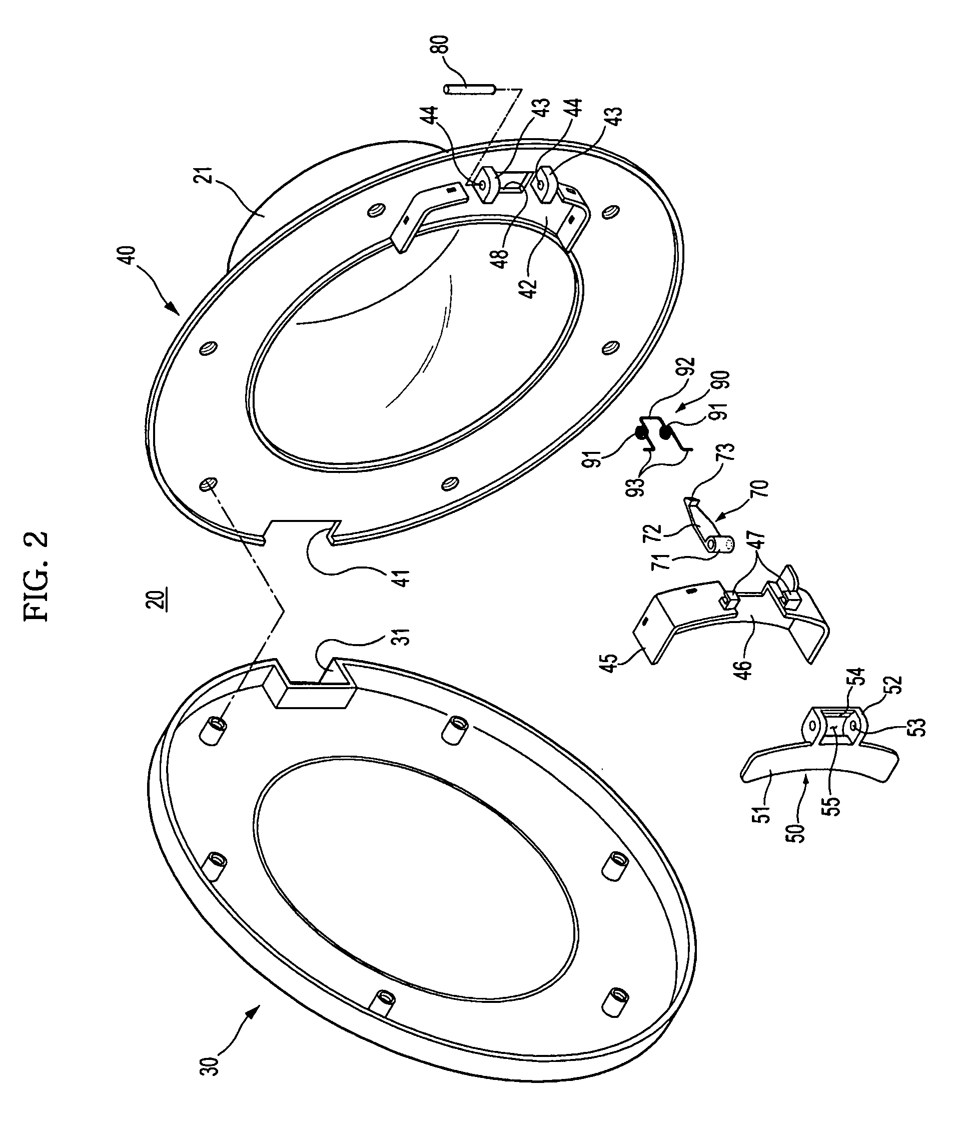 Door of washing machine and assembling structure and assembling method thereof