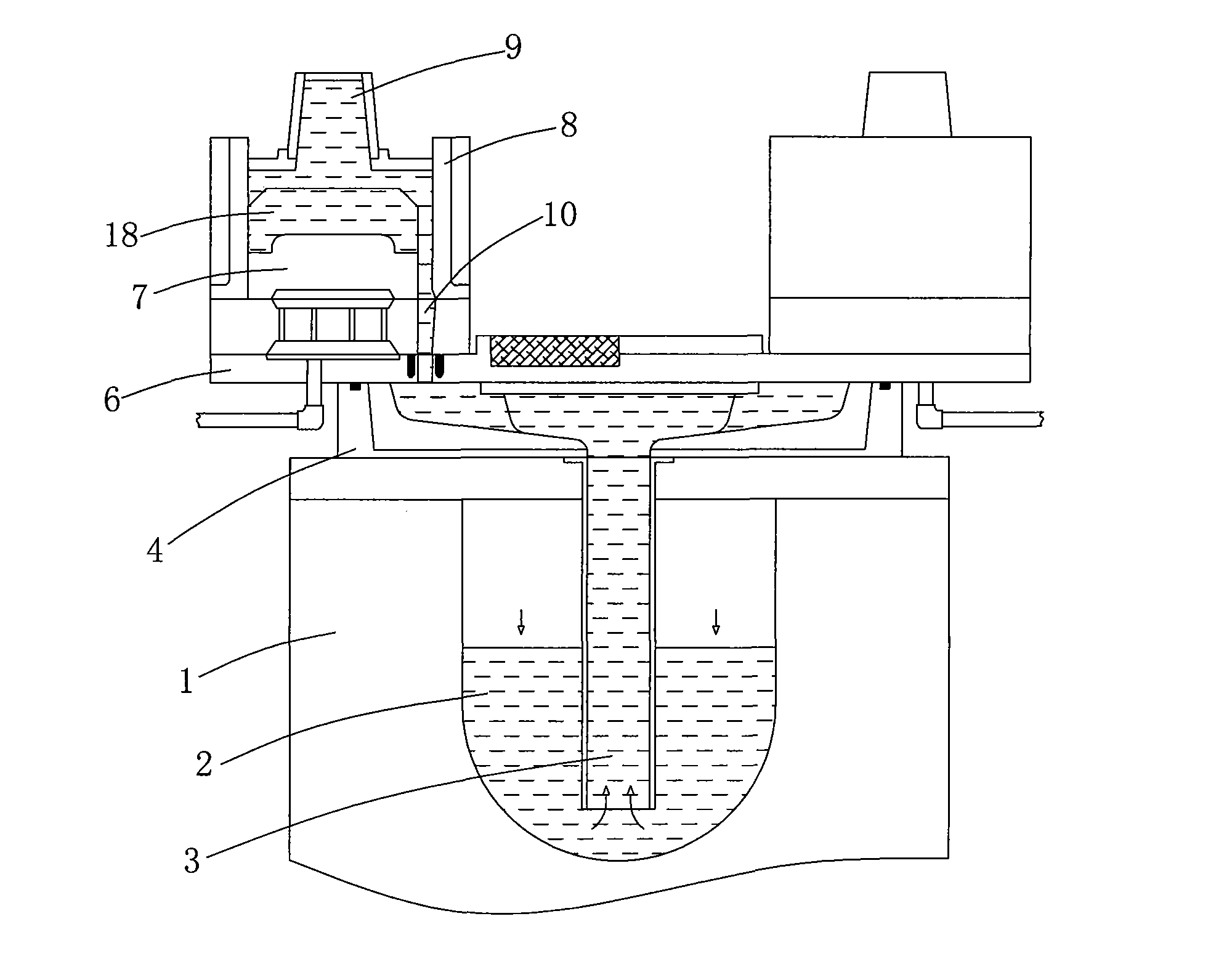 Aluminum alloy pattern block low-pressure casting equipment and low-pressure casting and gravity feeding compound process