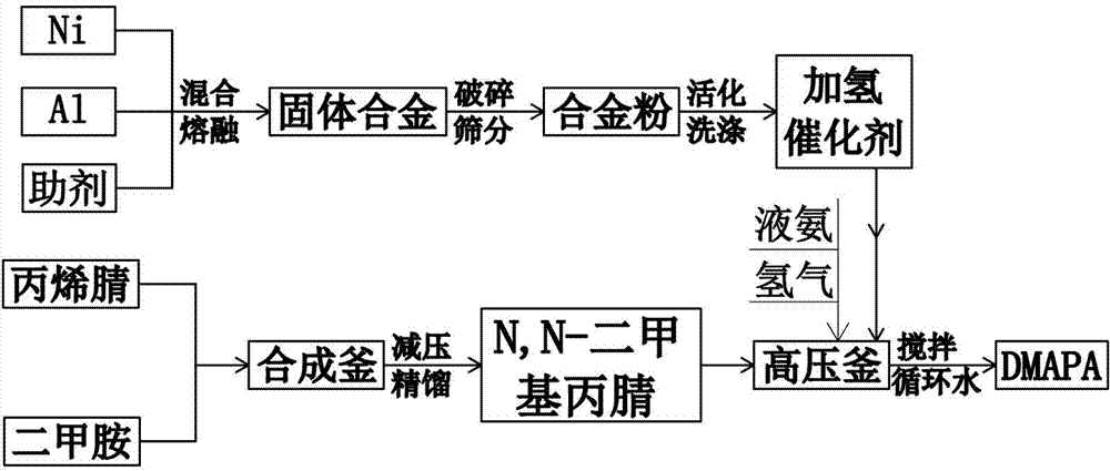 Preparation method of hydrogenation catalyst and method for synthesizing DMAPA (dimethyl amionopropylamine) by applying catalyst