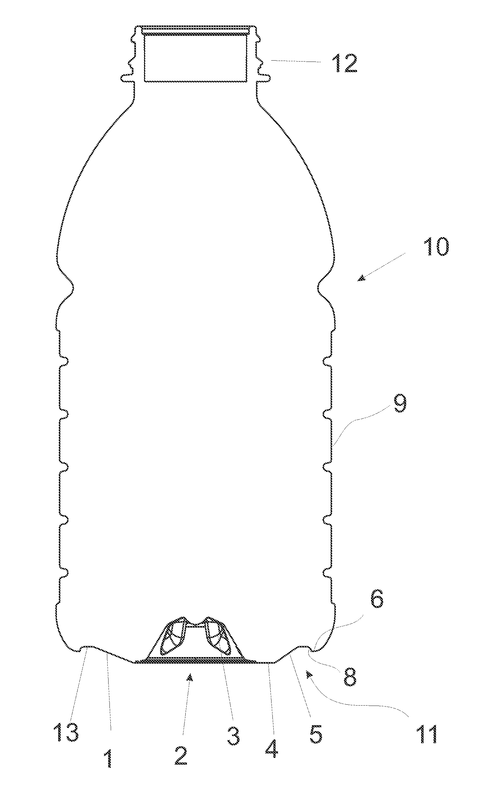 Container structure for removal of vacuum pressure