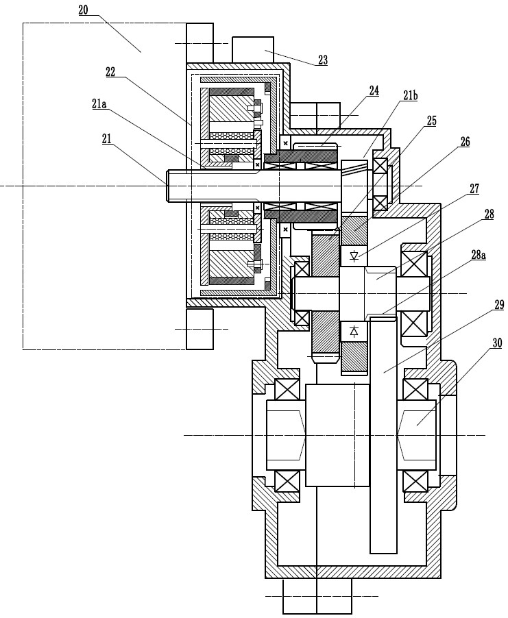 Centrifugal permanent magnet automatic clutch combining friction and synchronous locking