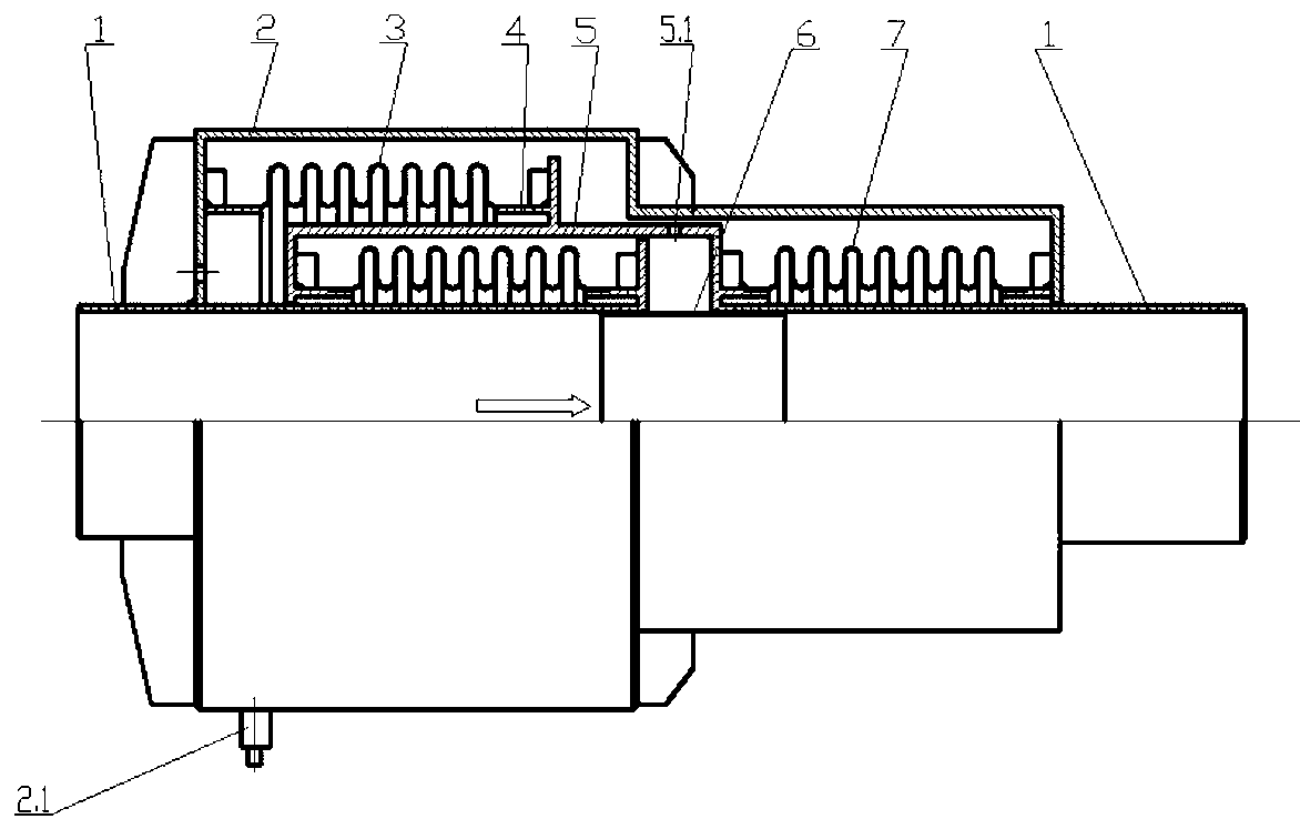 Straight pipe outer pressure balance type ripple compensator