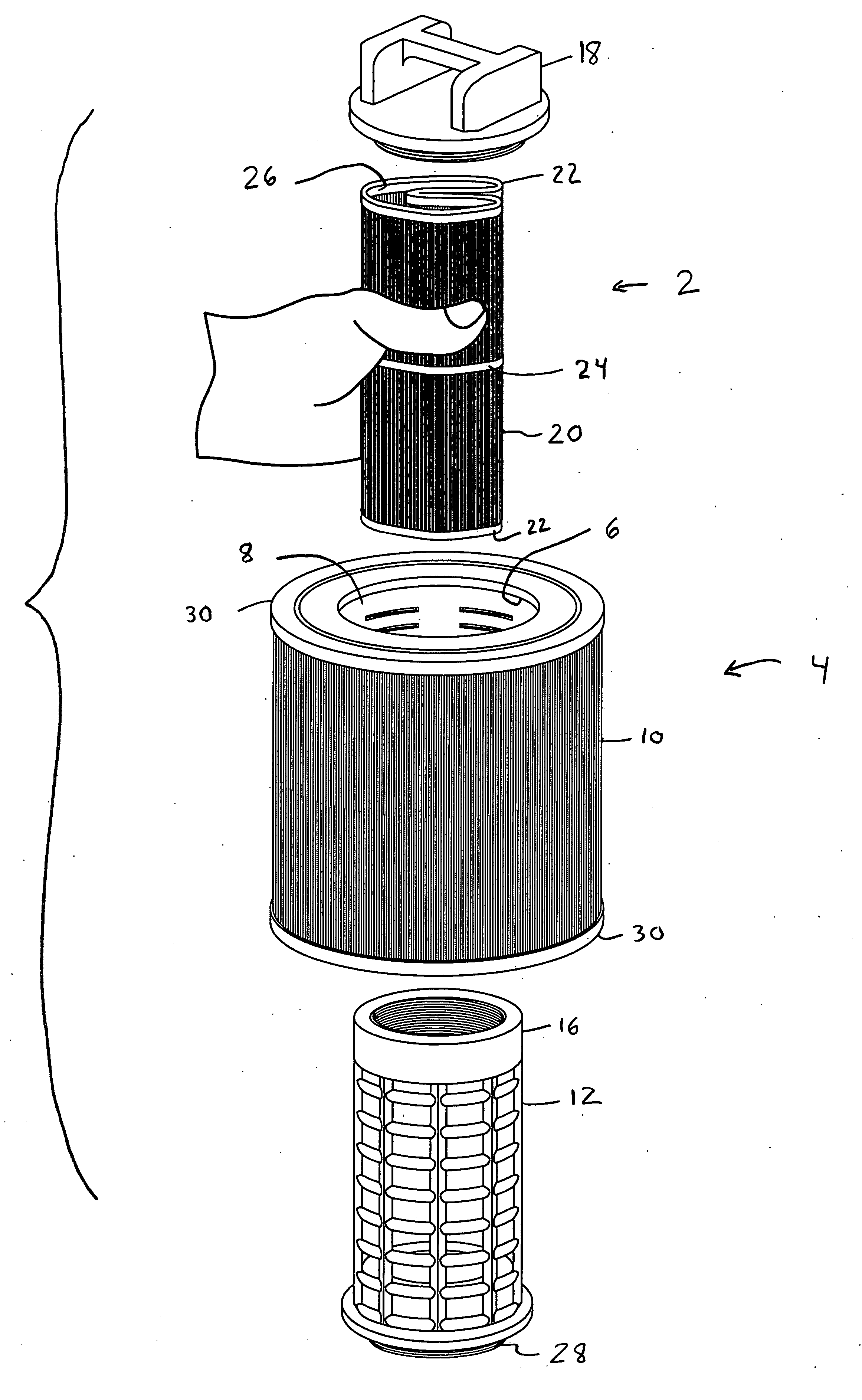 Replaceable tandem filter cartridge assembly