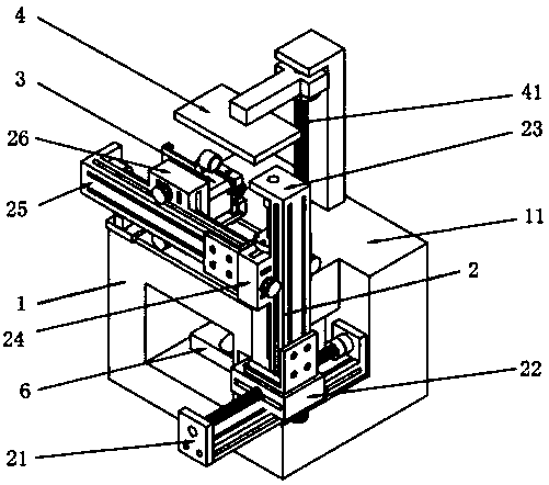 Continuous fiber toughened ceramic matrix composite material additive manufacturing device and manufacturing method thereof