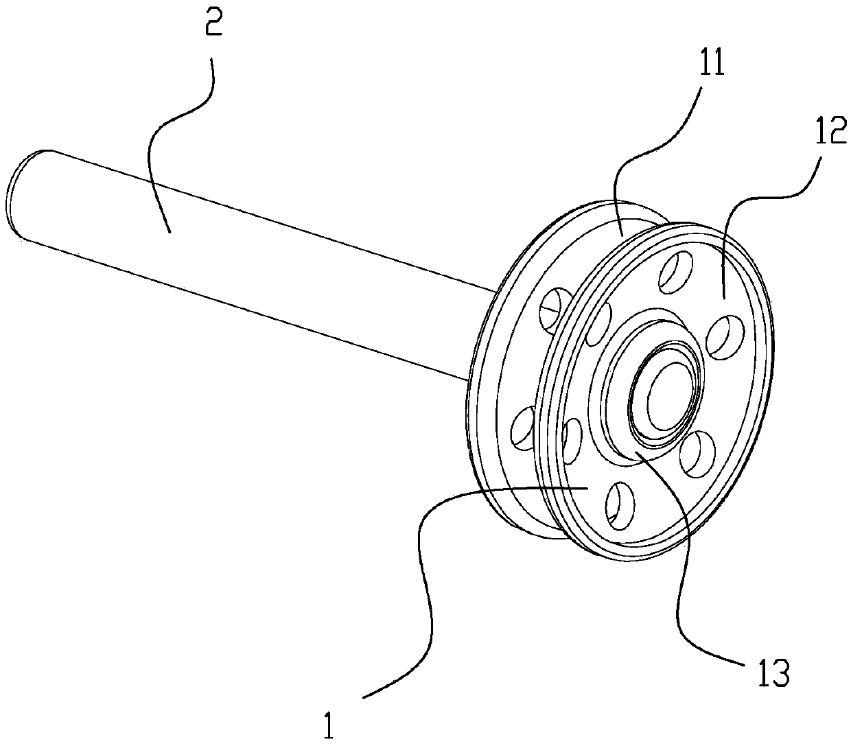 Yarn feeding guide wheel structure and production process thereof