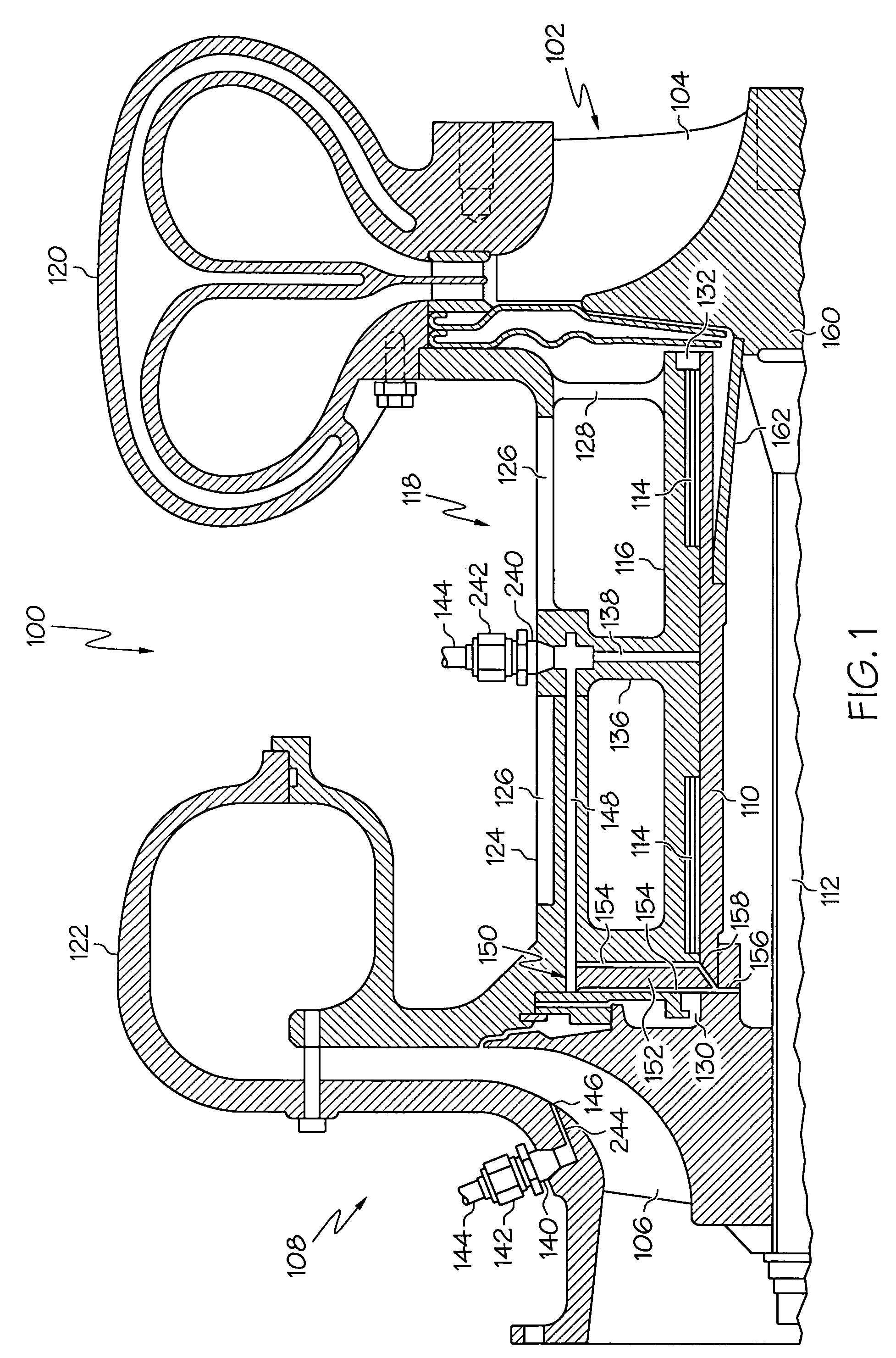 Compressor ported shroud for foil bearing cooling