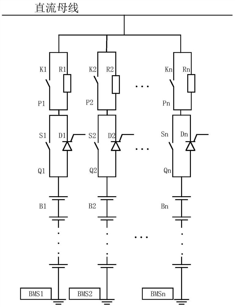 Transformer substation direct-current power supply battery module mixed use and combination structure and control method