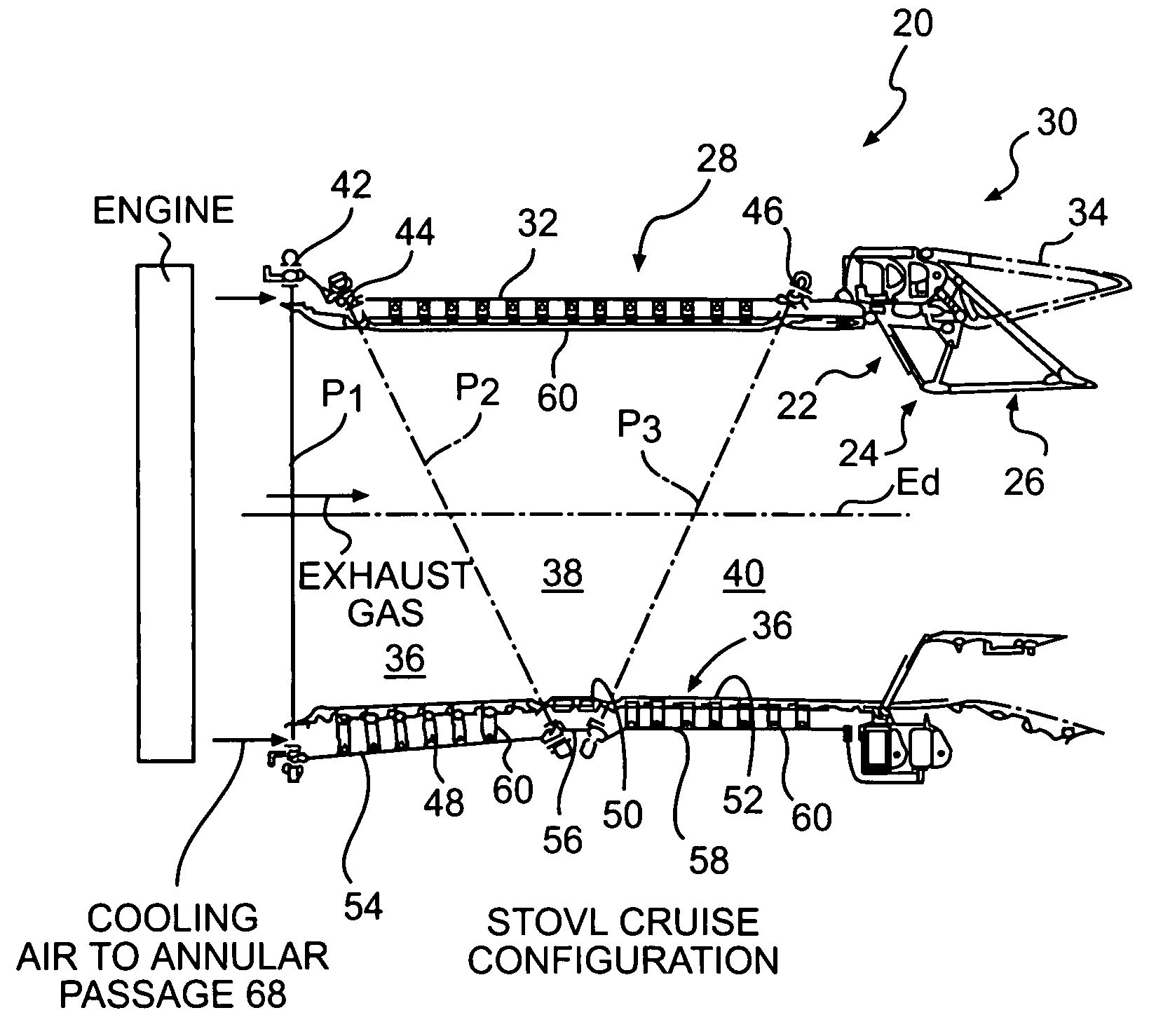 Low profile attachment hanger system for a cooling liner within a gas turbine engine swivel exhaust duct