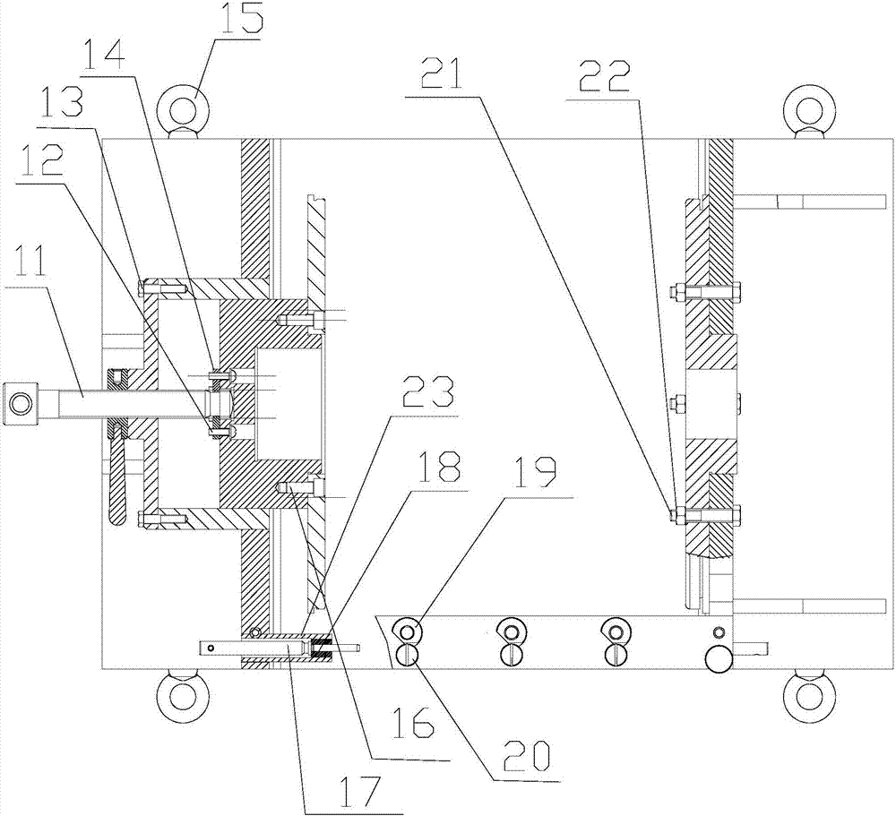 Feeding type cylinder side edge strip wing drilling fixture