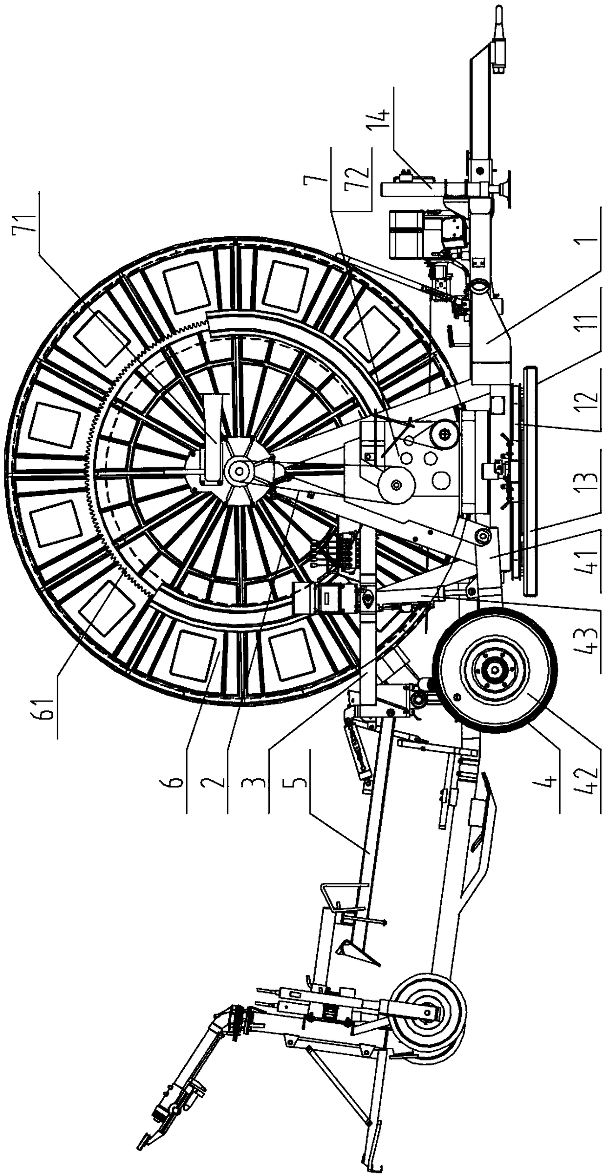 Method for using chassis rotary water turbine driven reel sprinkler