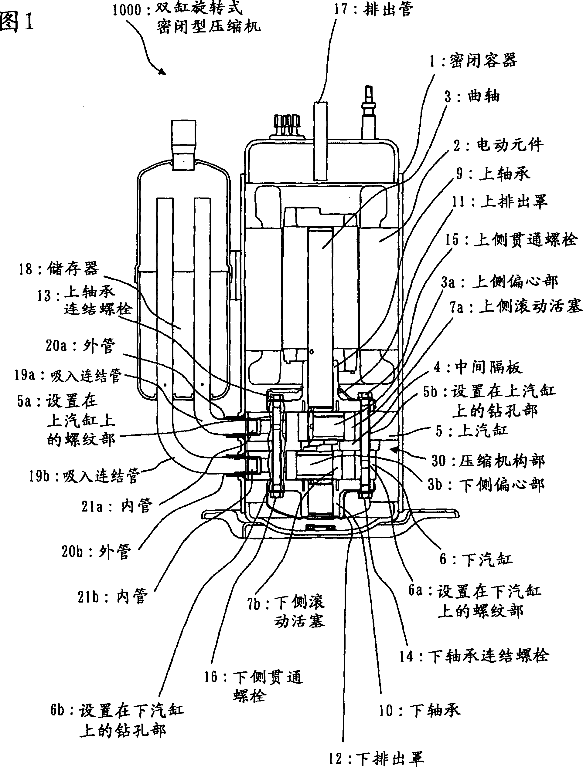 Double-cylinder rotary sealing type compressor and manufacturing method thereof