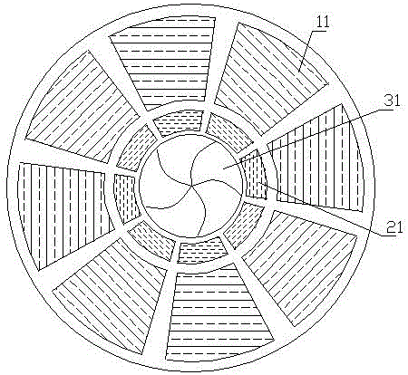 Vertical through flat fixed paddle axial flow hydraulic generator and acting method thereof