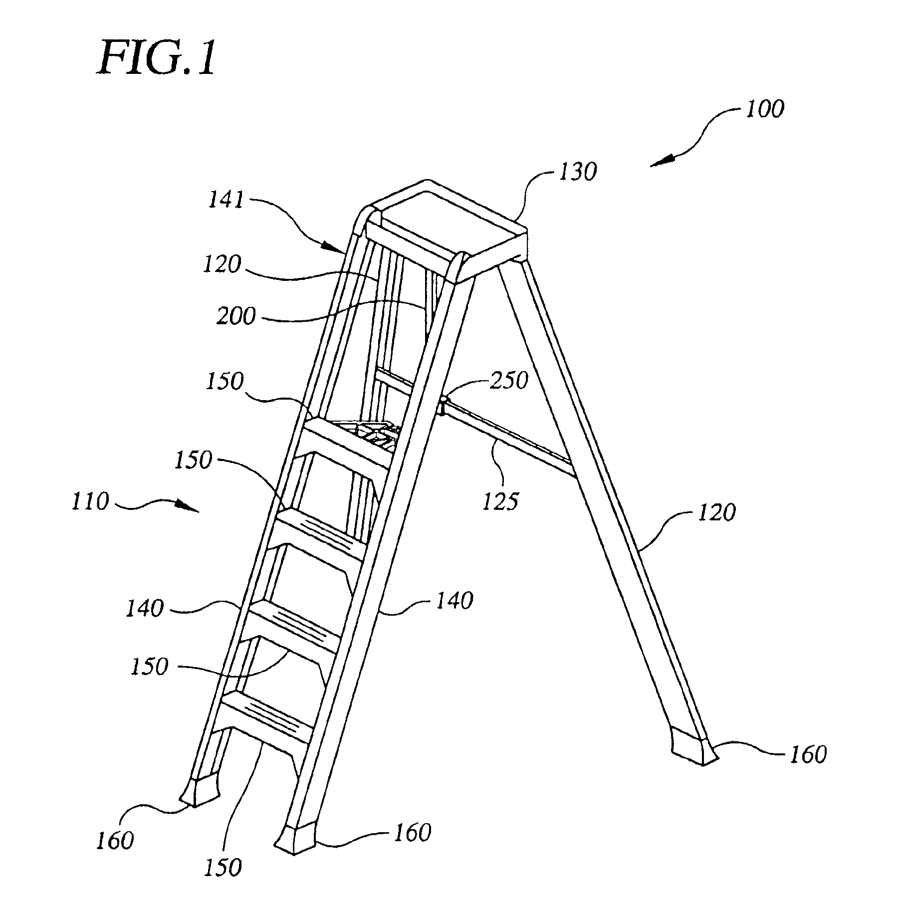 Ergonomically improved tripod stepladder