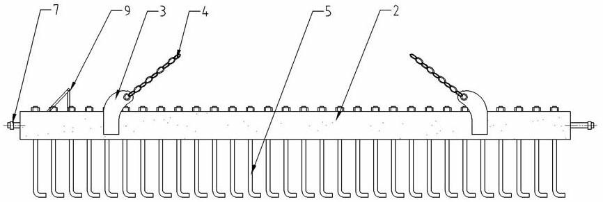 Special electrolytic lead anode strip hoisting and assembling device