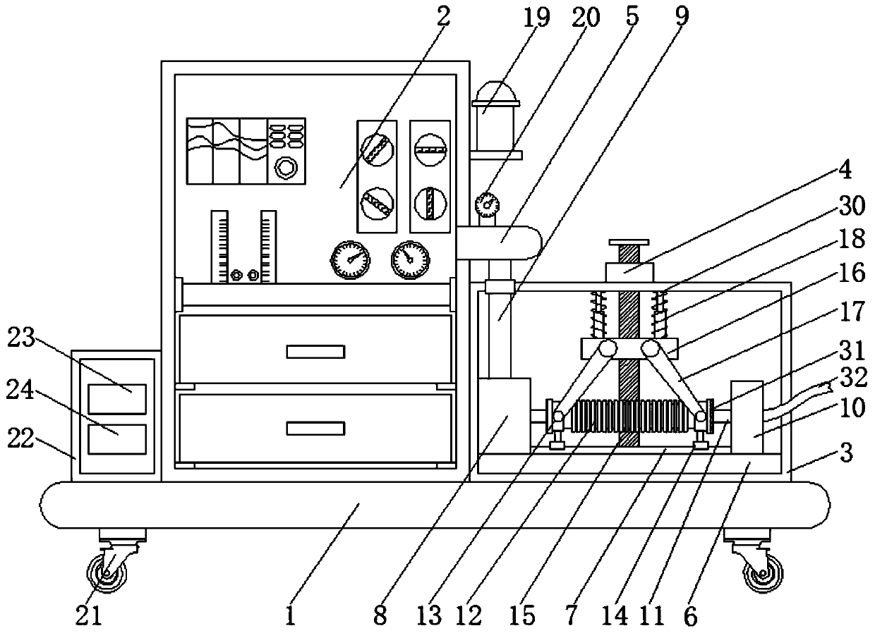 Gas leakage detecting device for anesthesia machine