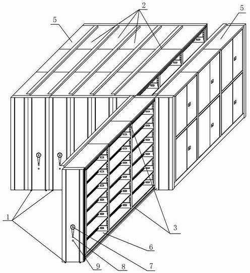 Trackless drawer-type compact shelf