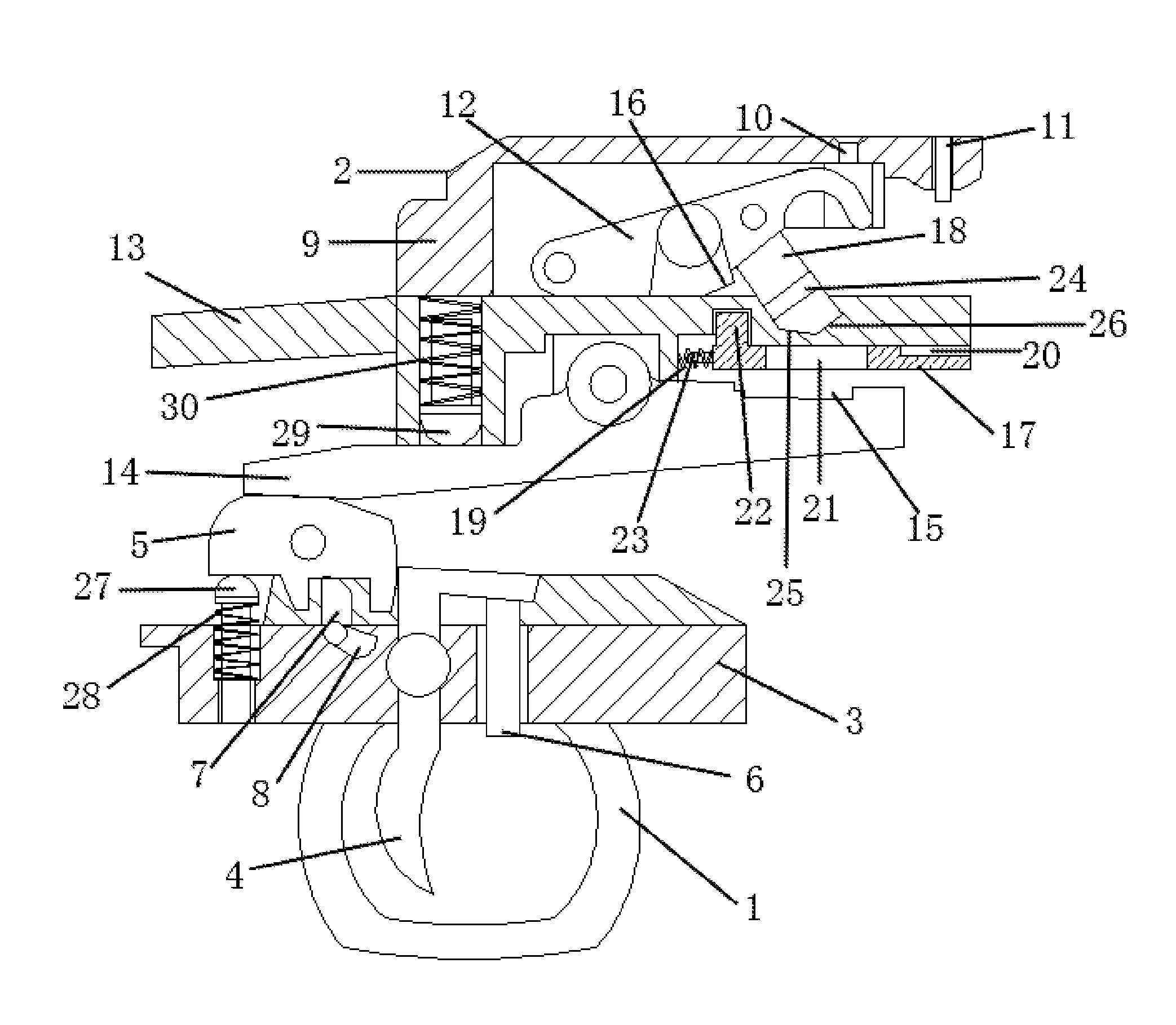 Double linkage triggering system used for crossbow