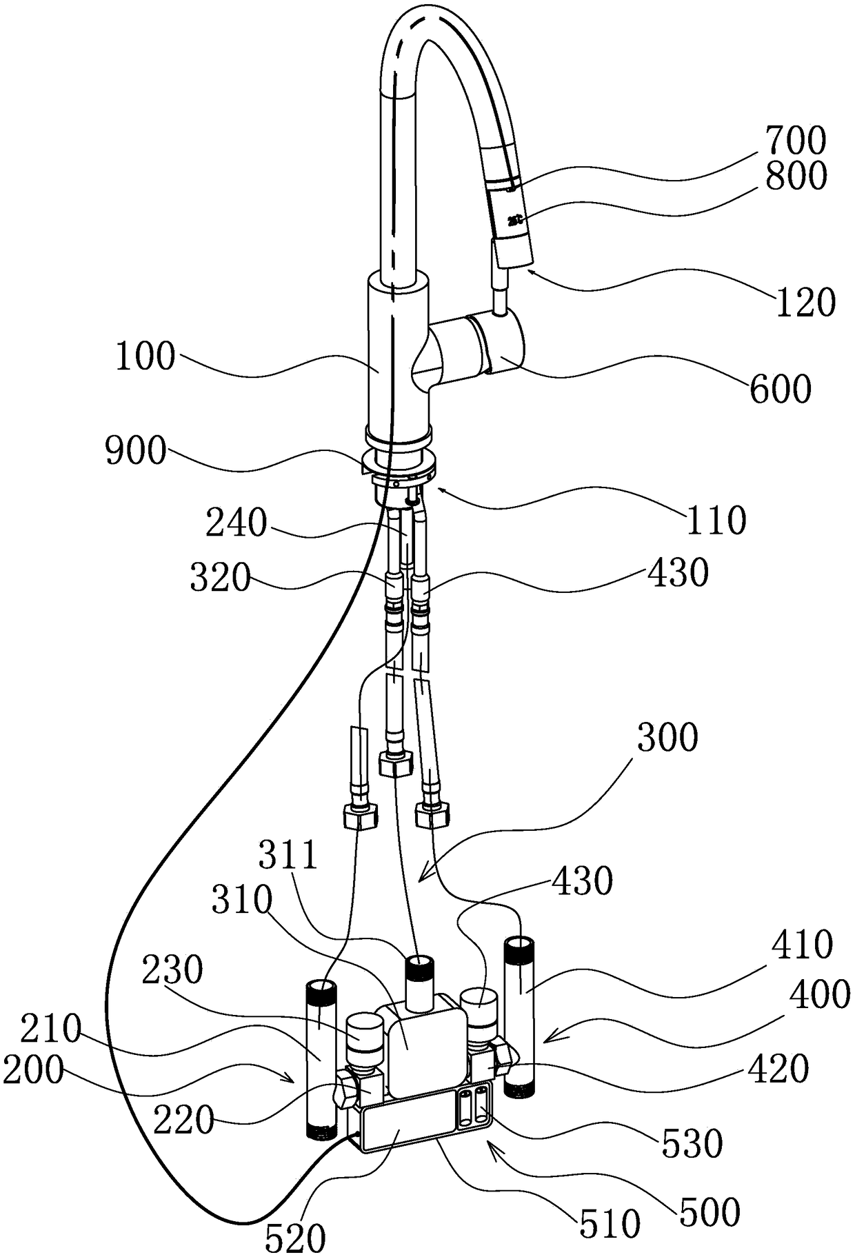 Compound temperature control effluent faucet