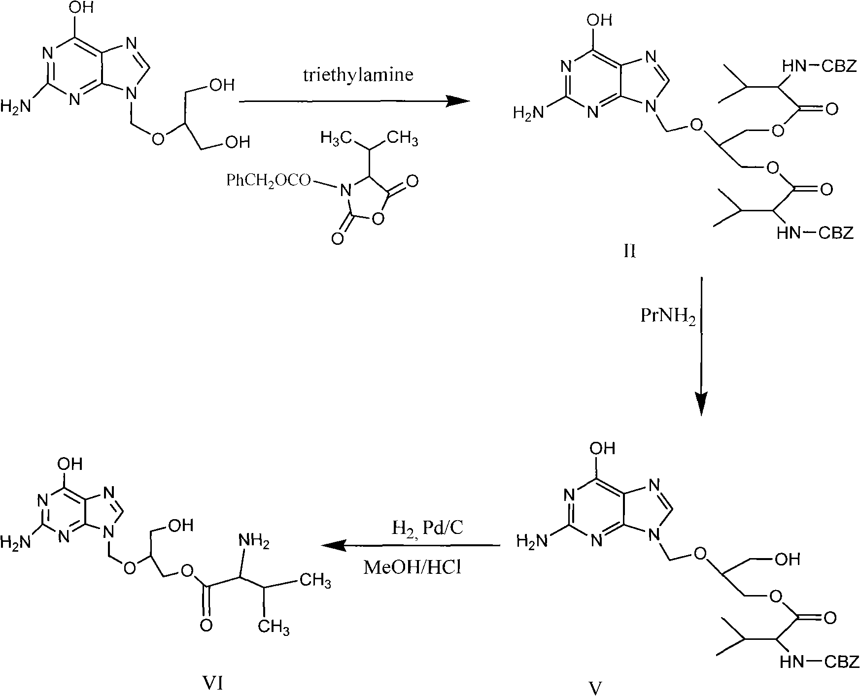 Preparation method for ganciclovir valine ester derivative