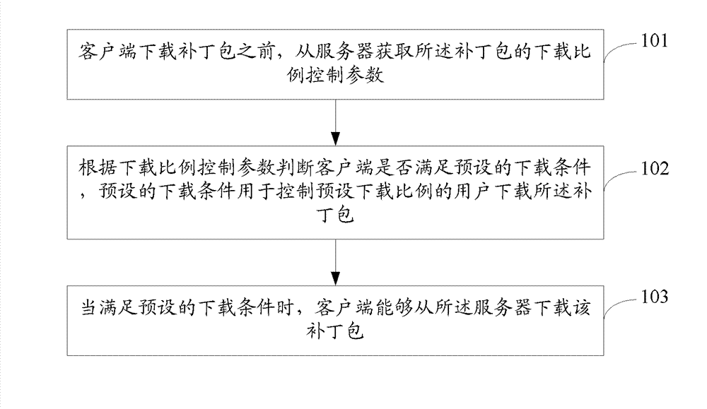 Method and system for controlling downloading of patch packet, client and server