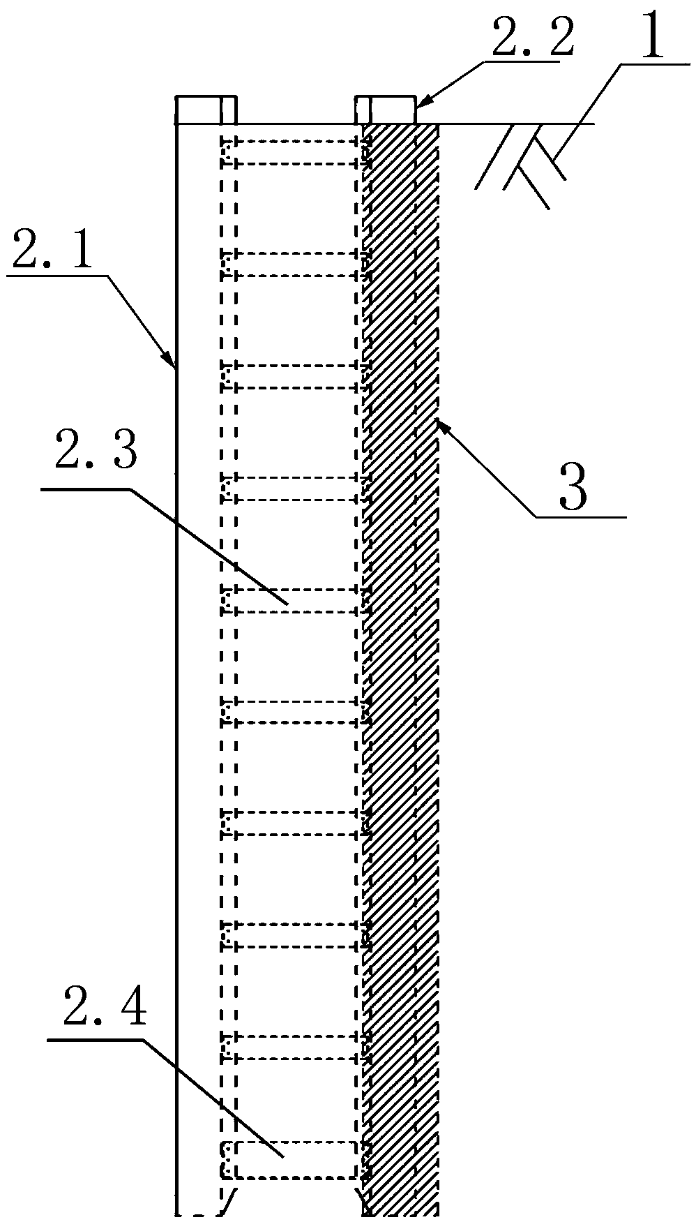 Frame type double-row-pile cement-soil wall foundation pit enclosure structure and construction method thereof