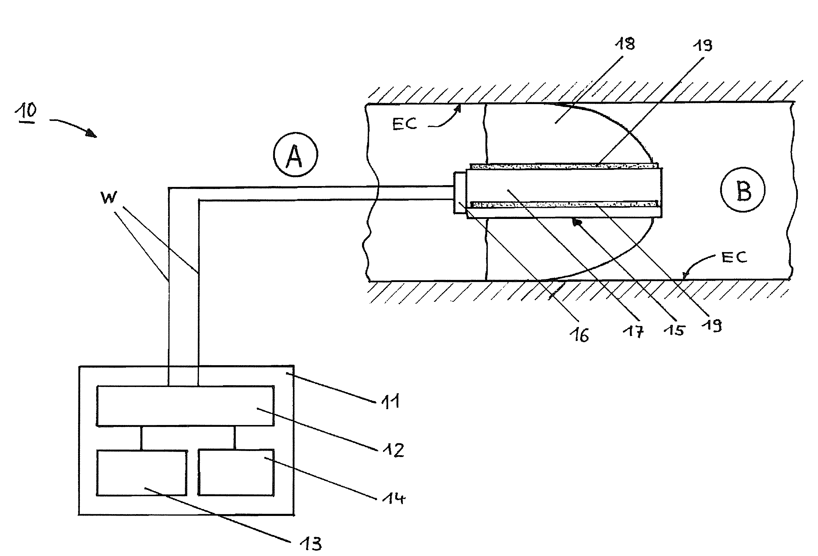 Hearing device comprising a mould and an output module