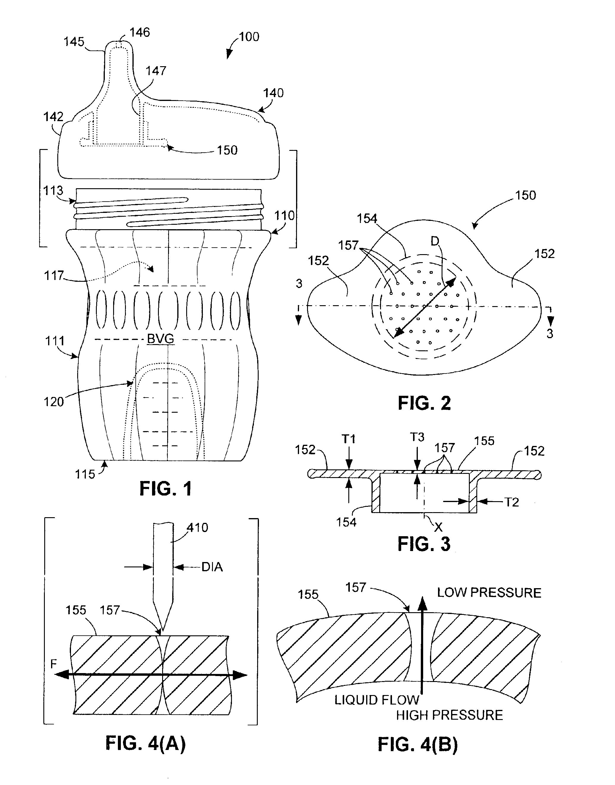 Flow control element with pinholes for spill-resistant beverage container