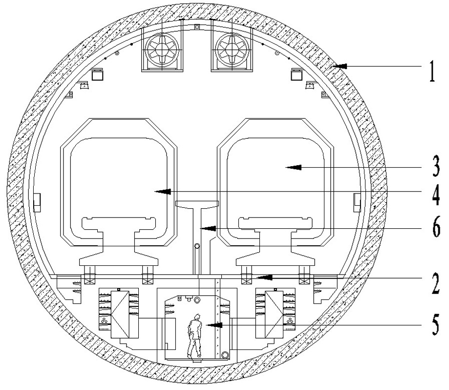 Escape platform and security channel structure for single-hole dual-line magnetic suspension tunnel