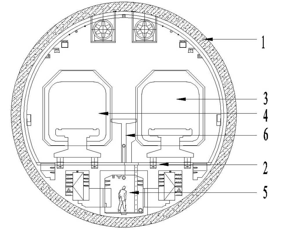 Escape platform and security channel structure for single-hole dual-line magnetic suspension tunnel