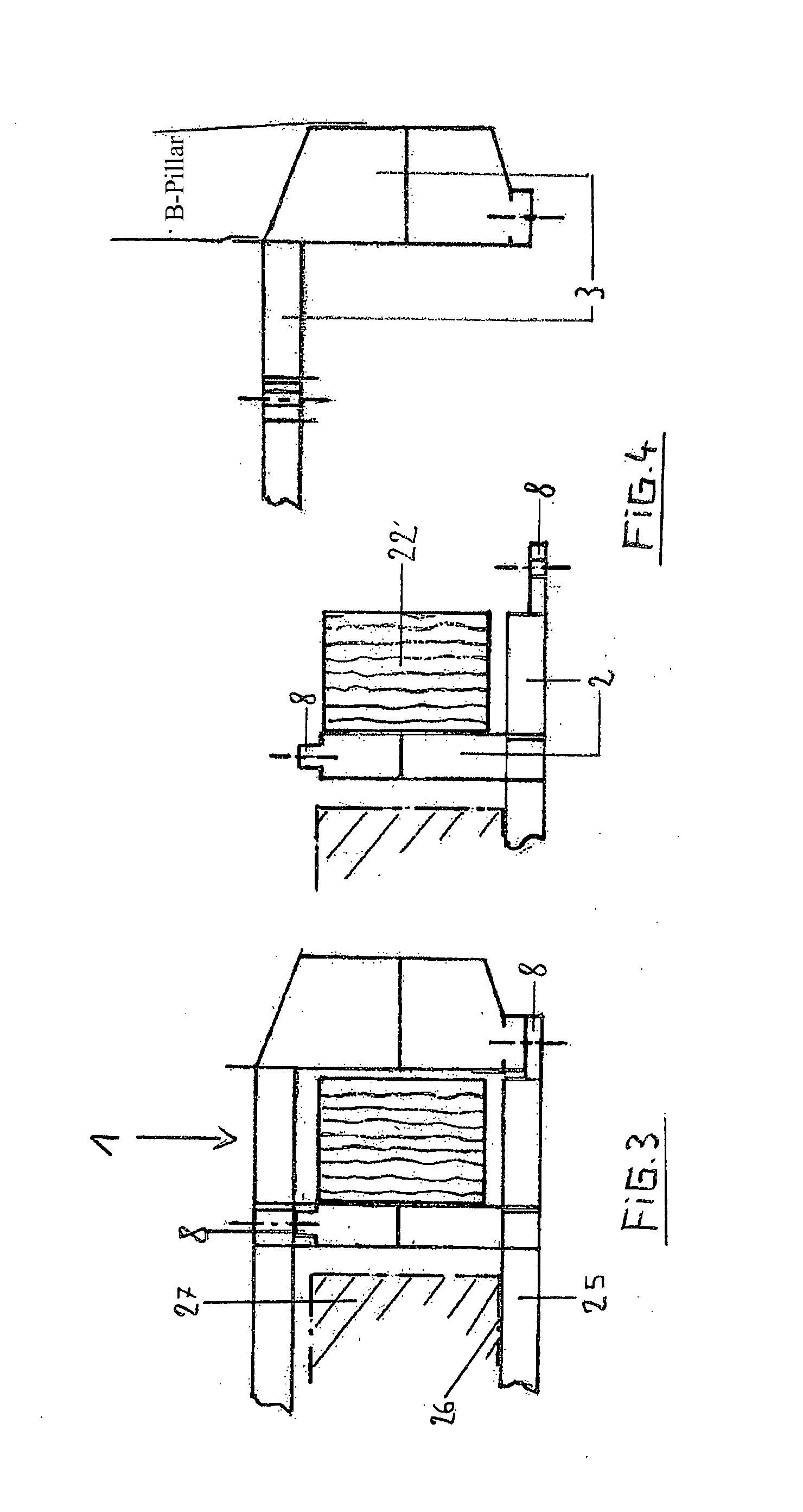 Safety sill for a structural frame bearing a batter in the event of a side impact