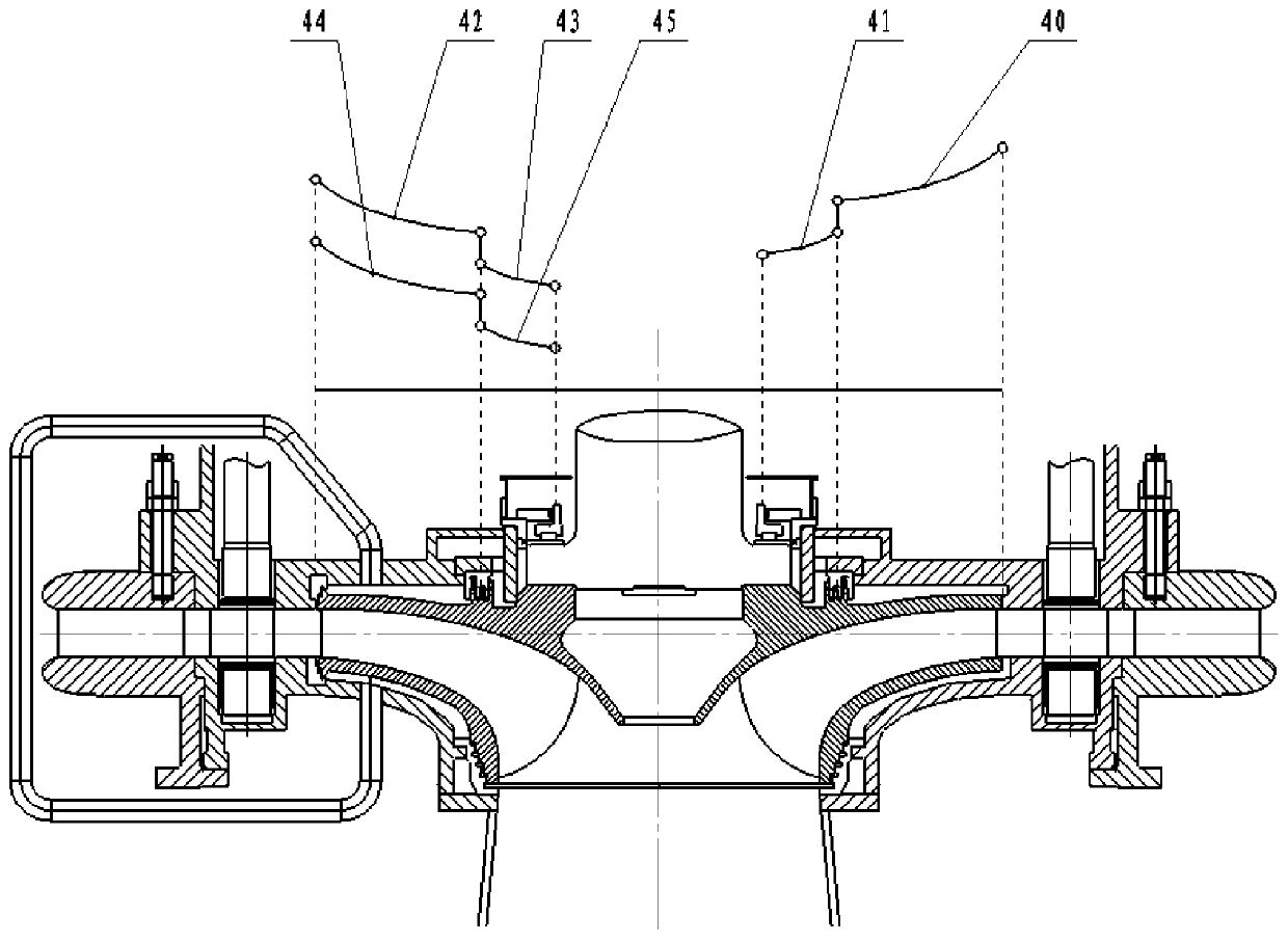 High water head water pump turbine rotating wheel double sealing pressure decreasing structure